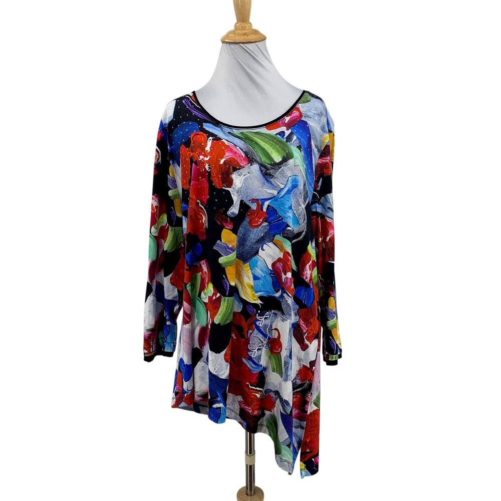 Dolcezza Simply Art Top Womens Extra Large Bright Joy Entracte Asymmetrical Hem